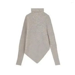 Maglioni da donna Maglione lavorato a maglia tinta unita Manica a pipistrello accogliente per donna Pullover caldo a collo alto con orlo irregolare Morbido elastico Autunno Inverno