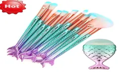 11pcs Mermaid Makeup Brushes Foundation Ebrow Eyeliner Blush Cosmetic Conceler Pinceis de Maquiagem Brochas Para Maquillaje2927960