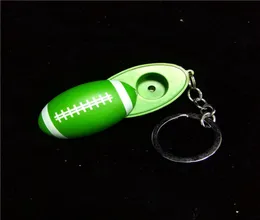 Taze Yeşil Keychain Futbol şekli mini sigara boruları el tütün sigara boruları metal el boruları8884566