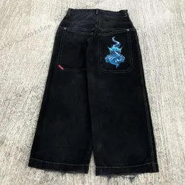 Jeans da uomo Streetwear JNCO Y2k Hip Hop Cartoon Stampa grafica Pantaloni larghi neri vintage Uomo Donna Pantaloni a gamba larga a vita alta 318