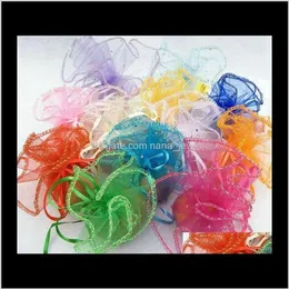 Bolsas Embalagem Display Drop entrega 2021 Navio 100pcs 26cm de diâmetro Organza Rodada Simples Jóias Festa de Casamento Doces Sacos de Presente U266J