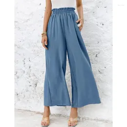 Women's Pants Women Loose Casual Fashion Elastic High Waist Wide Leg Trousers Summer Baggy Hosen Streetwear