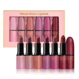 Zestawy Langmanni 6 Kolory/pudełko Nude Veet Lipstick Zestaw Lips Makeup Kosmetics Cream Matte Lip Stick