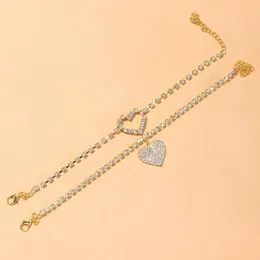 Fußkettchen Love Fußkettchen Fl Of Diamond Shiny Rhinestone Zweiteiliges Set Drop Delivery Otqpz