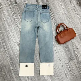 Hög midja tjockare jeans kvinnor vinter ny varm denim plysch raka byxor mode chic casual blå beskurna byxor