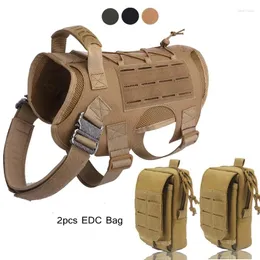 Jaquetas de caça LUC Tactical Dog Harness Set K9 Militar Colete Coleira Com Molle Bolsa Serviço Para Treinamento Caminhadas