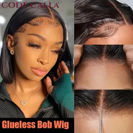 Wear And Go Bob Wigs Straight Short Hair Wig Human Glueless Pronto para pré-corte 4x6 Lace Frontal