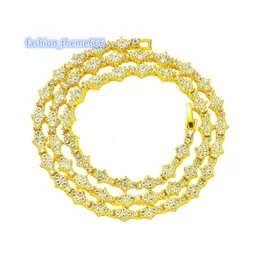 Gratis fraktprodukter Fashion 18k Gold Zircon Hip Hop Tennis Chain Moissanite Halsbandsmycken för kvinnor