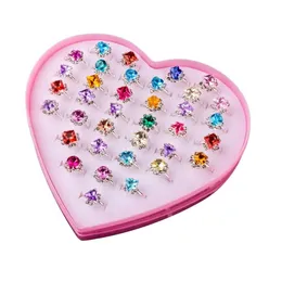 Children Kids Baby Toy Diamond Dress Up Pretend Play Rings with Love Box mix Color