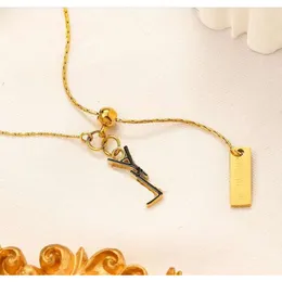Hänge halsband designer varumärke dubbel bokstav hänge halsband kedja 18k guld pläterad crysatl sträng tröja newklace för kvinnor bröllop jewerlry2024