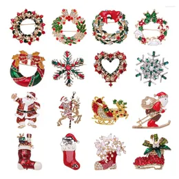 Broches de natal broche pinos para mulheres homens strass jóias de cristal presentes árvore de natal papai noel jingle bells broches de rena