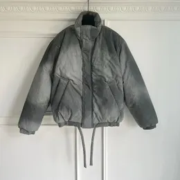 Original Acn verdickte Stehkragen-Daunenjacken, Waschbecken-Halo-gefärbte, sprühlackierte Baumwolljacke, Retro-Grau-Design-Jacke mit Farbverlauf