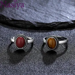 Küme halkaları moda 8x10 mm oval mavi kynatie rhodochrosite kadın takı aytaşı yüzüğü toptan hediyeler vintage