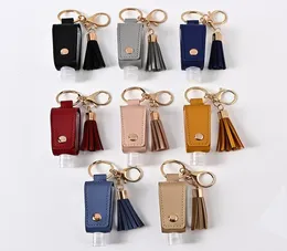 Ny 30 ml Hand Sanitizer Bottle Cover Pu Leather Tassel Holder Keychain Proteable Keyring Cover Lagringsväskor Hemlagring Organisati5798233