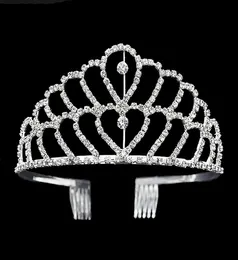 Corona di lusso Tiara nuziale di cristallo lucido Party Pageant Argento placcato Corone nuziali Fascia per capelli Accessori per capelli da sposa economici di Tiar2597478