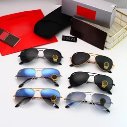 Мужские классические брендовые ретро женские солнцезащитные очки Роскошные дизайнерские очки 3025 Металлическая оправа Дизайнерские солнцезащитные очки Женские стеклянные линзы С коробкой Raybans