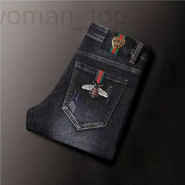 Jeans da uomo firmati taglia spezzata vestibilità slim piccolo tubo dritto primavera/estate pantaloni casual da lavoro versatili durevoli HRHH