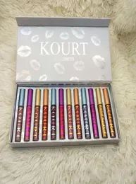kourt cosmecits 12 color liquid Lipstick Makeup Lip Gloss KOURT X kit Collection 12 Color Gift Box5755945