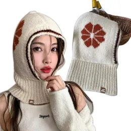 High quality Women Wool Knitted Hat Balaclava Cap Autumn Winter Hats Korean Designer Warm Pullover Snood Beanie Bonnet 240108