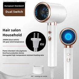 Hair Dryers New High-Speed Hair Dryer 2400W Super Large Air Volume Fast Drying Blue Light Negative Ion Home Hair Salon Professional Version Q240109