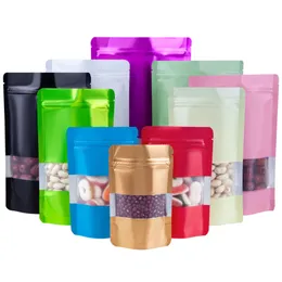 Wholesale Aluminum Foil Matte Polyester Film 20 Silk Color Window Self Standing Bag With Zipper Sealing Bag Can Store Household Grains And Snacks