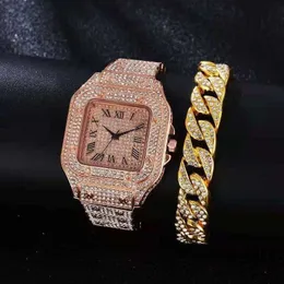 Montres-bracelets de luxe Moissanite glacé montres Hip Hop buste vers le bas unisexe diamant montre en acier inoxydable clouté braceletOQNB