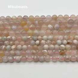 Display Toptan Doğal Sakura Agate 8mm 10mm Pürüzsüz Yuvarlak Yuvarlak Gevşek Boncuklar Mücevher Yapımı Diy Bilekler Kolye veya Hediye