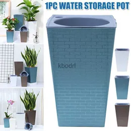 Planters Pots Large Flowerpot Imitation Metal Plastic Tall Planter Garden Accessories Brick Pattern Square Flower Pots With Inlet Watering YQ240109