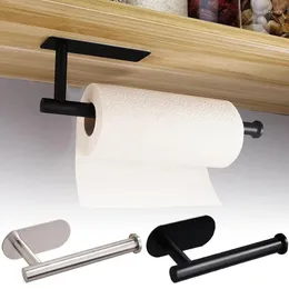 Krokar väggmonterad toalettpapper handduk hållare självhäftande skåp arrangör rack kök förvaring krok rostfritt stål vägghylla