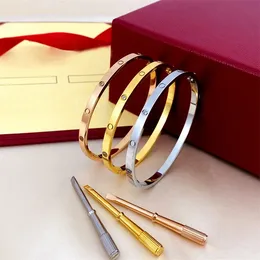 Designer parafuso pulseira moda luxo jóias pulseira pulseiras 18k rosa ouro prata titânio aço diamante pulseiras de unhas para homens mulheres 15cm-22cm