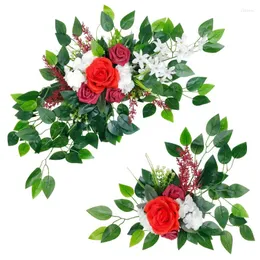 Flores decorativas, decoración de arco de boda Artificial, guirnalda de umbral para fiesta en casa, decoraciones de pared, signo de bienvenida, flor falsa rosa