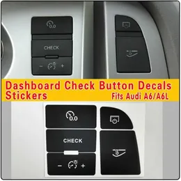 Car Stickers 5 Sets Audi 2005-2011 A6 A6L Dashboard Check Button Decals Stickers Repair Worn Button Switch Knob Replacement Accessories