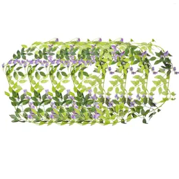 Decorative Flowers 5Pcs Artificial Wisteria Vine Fake Green Leaves Wedding Party Decoration