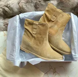 Botas femininas clássicas de camurça de couro genuíno Marant Fashion Paris sapatos populares