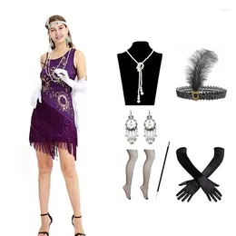 Casual Dresses wepbel sexig bodycon klänning kvinnor ärmlös 1920 vintage mantel mini paljetter latin dans gatsby smal fit tassel boll