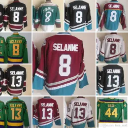 영화 CCM 빈티지 아이스 하키 8 Teemu Selanne Jerseys 스티치 44 Fulton Reed 13 Teemu Selanne Jersey 1993 Green Black Red Blue White Men 91