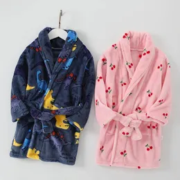 Inverno Morbido Caldo Accappatoio Per Ragazze Pigiama Cartoon Robe Cute Pink Bambini Vestaglia Dinosauro Ragazzi Indumenti Da Notte Accappatoio Per Bambini 240108