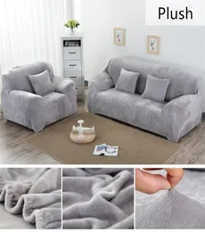 Solid Color Plush Thicken Elastic Soffa Cover Universal Section Slipcover 1234 Sits Stretch Couch Cover For Living Room4481345