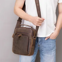 حقيبة الكتف الجلدية SBIRDS ORITAGE CROSSBODY SCHOOL SCHOOL MALE DAILY Messenger Crazy Horse Skin 240108