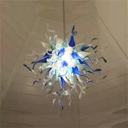 ثريات الكوبالت الأزرق LED LED INDOOR LOFT LAMPS LAMPS يدويًا مصباح سقف زجاجي مهووس بغرفة المعيشة بريق 24 بوصة