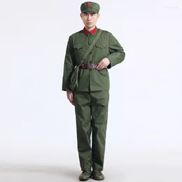 Etnik Giyim Kore Savaşı Çin Kara Kuvvetleri Eski Ordu Üniforması Vietnam Askerler Takım Sahne Gösterisi Nostalji Askeri Kostüm Kırmızı Koruma Giysileri