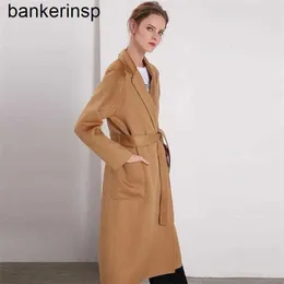 캐시미어 코트 Maxmaras Labbro Coat 101801 순수 울 워터파 사이드 캐시미어 2022 가을 새로운 정통 고급 정장 칼라 레이스 업 따뜻한 트렌드 5yoy