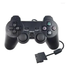 Controladores de jogo Joysticks Controlador com fio Gamepad Dupla Vibração Clear Joypad para 2 PS2 Gamepads Acessório Drop Delivery Games Acc OTGLT