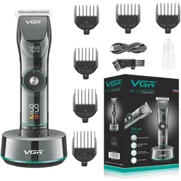 Base de aparador para cortar cabelo, profissional, masculino, aparador de barba, lcd, carregamento sem fio, corte de cabelo, hine para barba, vgr, marca v256, pente, cuidados