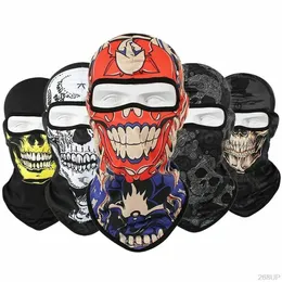 Taktik 3d Hayalet Baskılı Balaclava Bandana Ski Motosiklet Beanie Tam Yüz Maskesi Cadılar Bayramı Kafatası Maskesi 240108