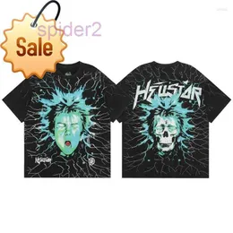 Magliette da uomo Hellstar Shirt Electric Kid Manica corta Tee Washed Do Old Black Hell Star Maglietta Uomo Donna Abbigliamento SF32