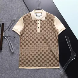 Sommar lyxig t-shirt designer polo dhirt män lapel casual polo mode tryckt broderad t-shirt high street ren bomull korta ärmar