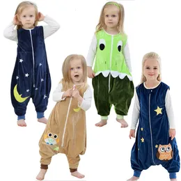 Halloween Child Flannel Cartoon Warm Sleepwear Romper Winter Sleeping Bag Baby Clothes Girl Pajamas Toddler Boys Kids Jumpsuits 240108