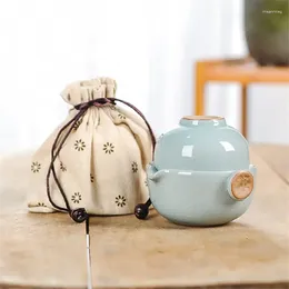 Teaware sätter bärbar keramik för Kung Tea China Teapot med Cup Travel Water Kettle Home Office Drinkware Gift