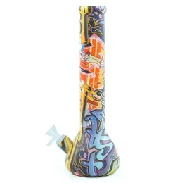 135quot Silicone Beaker Bong Graffiti Glow in Dark Color Printed Oil Rig Bong Rökning Vatten Pipe Shisha Hookah5418984